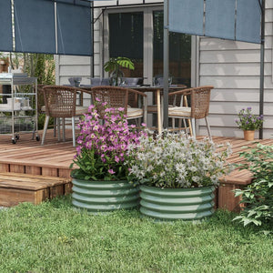 Outsunny Set of 2 Round Metal Raised Beds