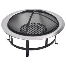 Load image into Gallery viewer, Outdoor Fire Pit with Grill Stainless Steel 76 cm
