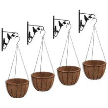 Load image into Gallery viewer, VidaXL Hanging Basket Brackets With Planters 4 pcs Black Steel
