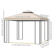 Load image into Gallery viewer, Outsunny 3 x 3 m Garden Metal Gazebo Outdoor Party Tent Outsunny
