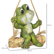 Load image into Gallery viewer, Hanging Garden Statue, Vivid Frog On Swing Art Sculpture Outdoor Ornament
