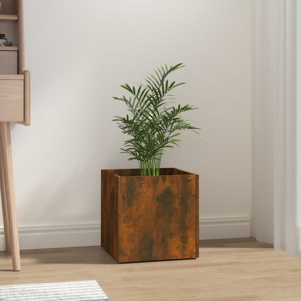 40 cm Planter Box Smoked Oak Engineered Wood