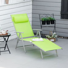 Load image into Gallery viewer, Outsunny Green Garden Reclining Sun Lounger Folding Chair
