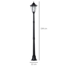 Load image into Gallery viewer, 1.9 m Tall Garden Lamp Post Light, IP44 Outdoor LED Solar Powered Black
