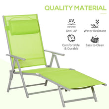 Load image into Gallery viewer, Outsunny Green Garden Reclining Sun Lounger Folding Chair
