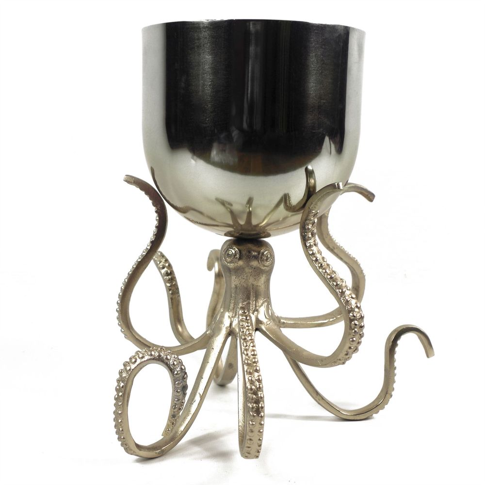 28cm Silver Metal Octopus Bowl Style Planter