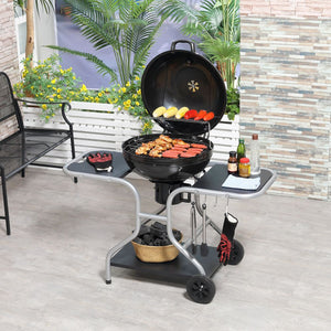 Outsunny Garden Charcoal Trolley Barbecue Grill On Wheels