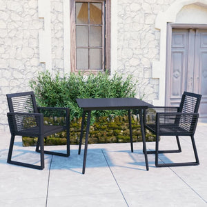 VidaXL Modern Black Outdoor Dining Set PVC Rattan Black - MULTIPLE SIZES AVAILABLE