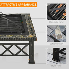 Load image into Gallery viewer, Square Garden Fire Pit / BBQ With Poker Mesh Cover Log Grate
