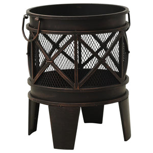 Steel Rustic Round  Outdoor Fire Pit With Poker