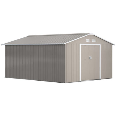 Garden Shed Storage Yard Store Door Metal Roof Tool Box Container 12.5ft x 11ft