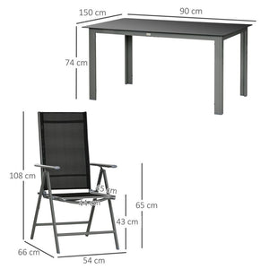 6 Seater Garden Dining Set - Outdoor Dining Table and 6 Folding Chairs