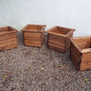 Large Square Wooden Planters X 4 Pack