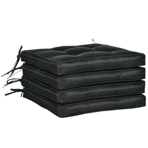 Black Outdoor Garden Seat Cushion with Ties x 4