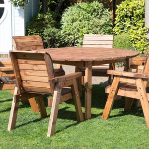 Round wooden garden outdoor table and chairs