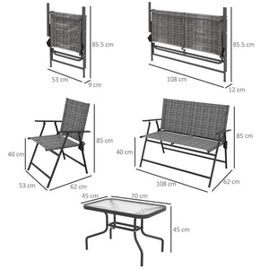 Outsunny Outdoor Table And Chairs - Foldable Chairs  And Loveseat