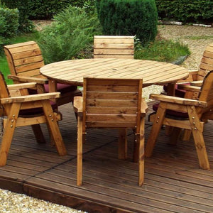 Garden Circular Table And Chair Set x 6 Seats With Matching Cushions