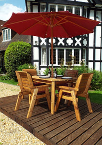 Garden Dining Table And Chairs Four Seater Wooden Table Set With Matching Cushions