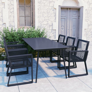 VidaXL Modern Black Outdoor Dining Set PVC Rattan Black - MULTIPLE SIZES AVAILABLE