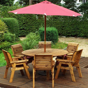 Garden Circular Table And Chair Set x 6 Seats With Matching Cushions