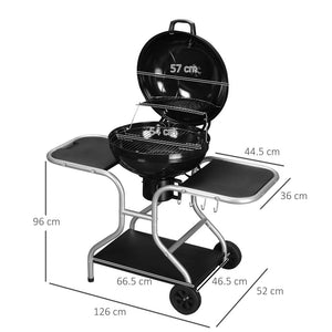 Outsunny Garden Charcoal Trolley Barbecue Grill On Wheels