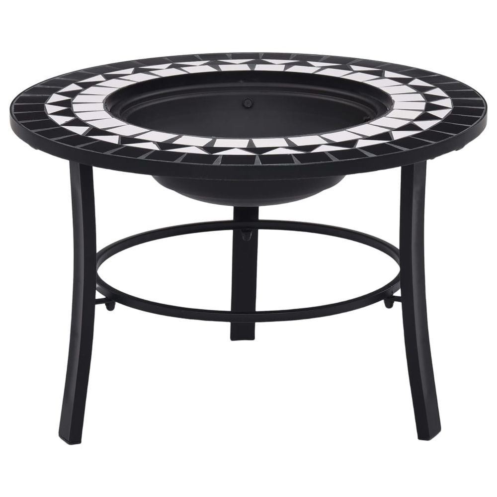 VidaXl Mosaic Fire Pit 68 cm Ceramic Black And White