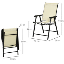 Load image into Gallery viewer, Set of 2 Beige Metal Fold Up Garden Chairs
