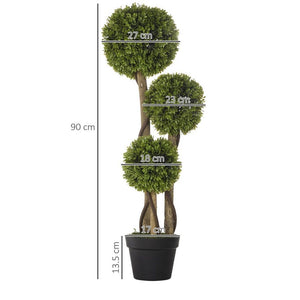 Potted Artificial Plant Boxwood Ball Topiary Tree Indoor Outdoor