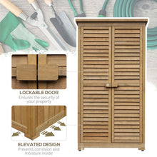 Load image into Gallery viewer, Wooden Garden Storage Shed Unit, 3-Tier Shelves Tool Cabinet
