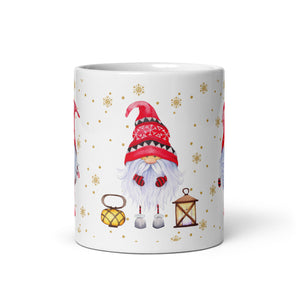 Chrismtas Gnome White Glossy Christmas Mug