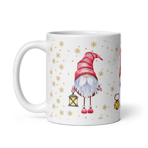 Chrismtas Gnome White Glossy Christmas Mug