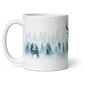 Reindeer White Glossy Christmas Mug