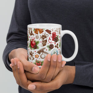 Traditional Christmas Decor White Glossy Christmas Mug