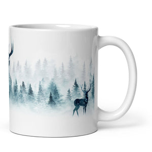 Reindeer White Glossy Christmas Mug