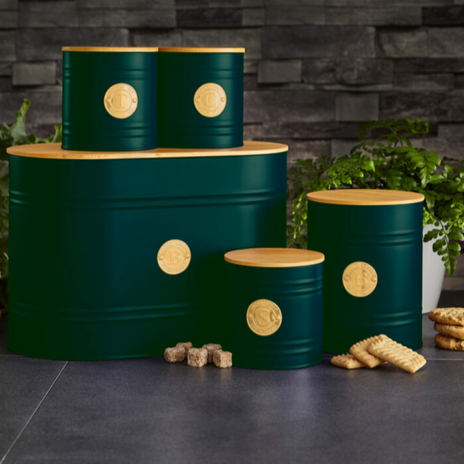 Neo Emerald Green Scandi 5 Piece Kitchen Canister Set