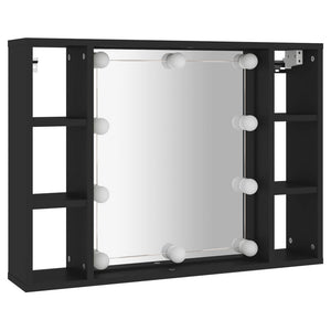 vidaXL Mirror Cabinet With LED Lights - Black