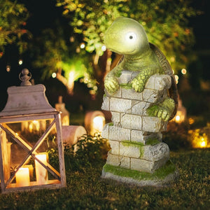 Vivid Tortoise Sculpture Garden�Statue with Solar LED Light Outdoor Ornament