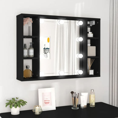 vidaXL Mirror Cabinet With LED Lights - Black 