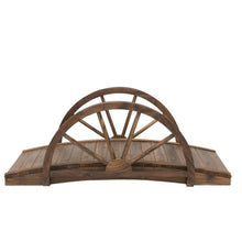 Load image into Gallery viewer, wooden garden bridge with wagon wheels
