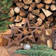 Load image into Gallery viewer, Rustic 3 X rusty STARS mantle CHRISTMAS Sign Metal decoration
