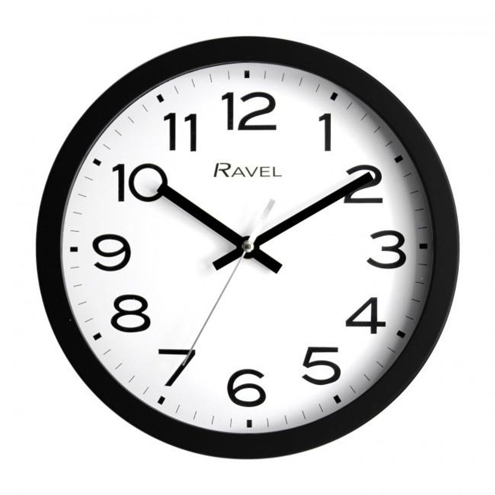 Ravel 25cm White Dial Black Wall Clock