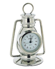 Load image into Gallery viewer, Miniature Clock Silver Metal Hurricane Lamp
