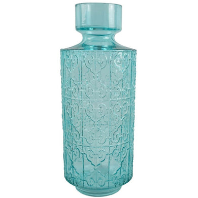 Tall Turquoise Glass Vase