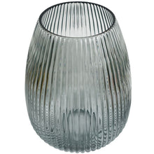 Load image into Gallery viewer, Smoke Grey Ridged Glass Vase
