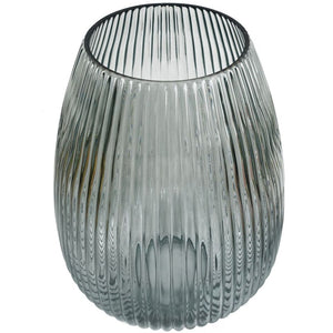 Smoke Grey Ridged Glass Vase