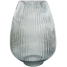 Load image into Gallery viewer, Smoke Grey Ridged Glass Vase
