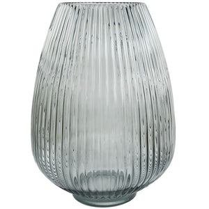 Smoke Grey Ridged Glass Vase