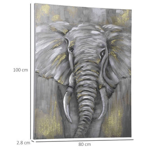 Hand-Painted Elephant Wall Art Canvas.
