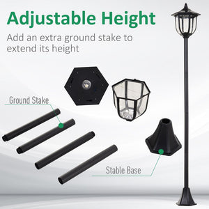 1.77 m Tall Free-Standing Garden Solar LED Lamp Post Black