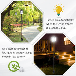 1.77 m Tall Free-Standing Garden Solar LED Lamp Post Black